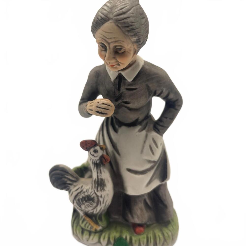 Vintage Ardco Woman Feeding Chickens Figurine